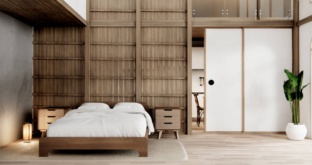 istock Muji Japan bedroom interior minimal style, Japanese interior.3D rendering 1735408845