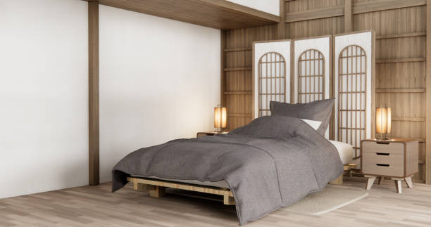 istock Muji Japan bedroom interior minimal style, Japanese interior.3D rendering 1735408852
