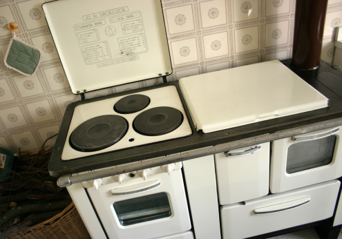 vintage cooker with electric hot plate and bake