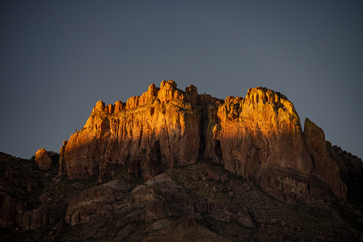 Sunlight Highlights and Fades Over Crown Mountain In Big Bend National Park