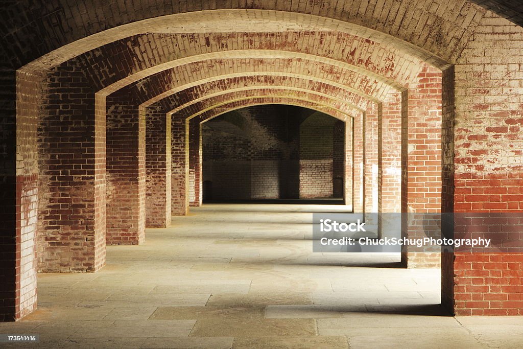 Brick Arch Pattern Historic Fort Point Repeating arch pattern in vintage underground brick architecture.  Fort Point Historic Site, San Francisco, California, 2008. California Stock Photo