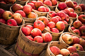 Numerous Baskets of Apples