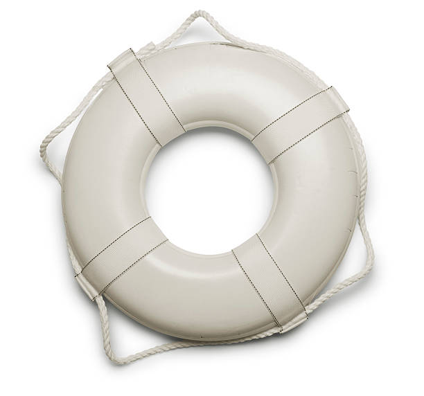 lifepreserver branco isolado em um fundo branco - life belt nautical vessel life jacket buoy - fotografias e filmes do acervo