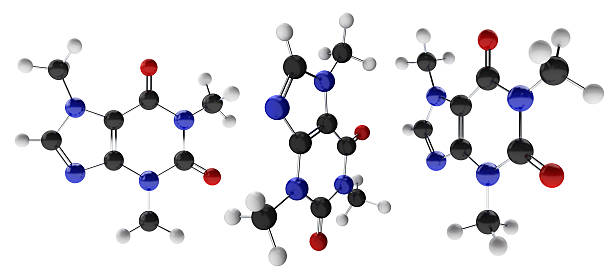 Caffeine Molecule Caffeine Molecule with clipping path caffeine molecule stock pictures, royalty-free photos & images