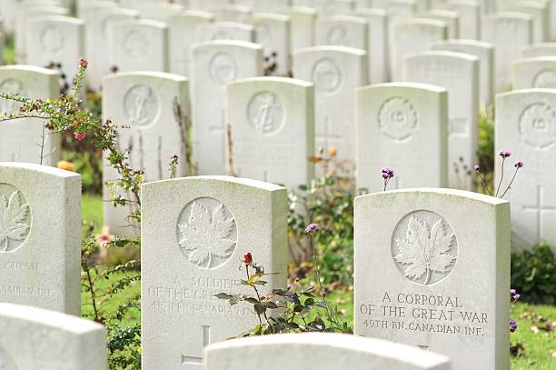 Graves of Canadian Military veterans lie in a field of honour
