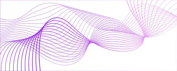 Vector illustration of abstract white background with blue and purple gradient flowing wave line