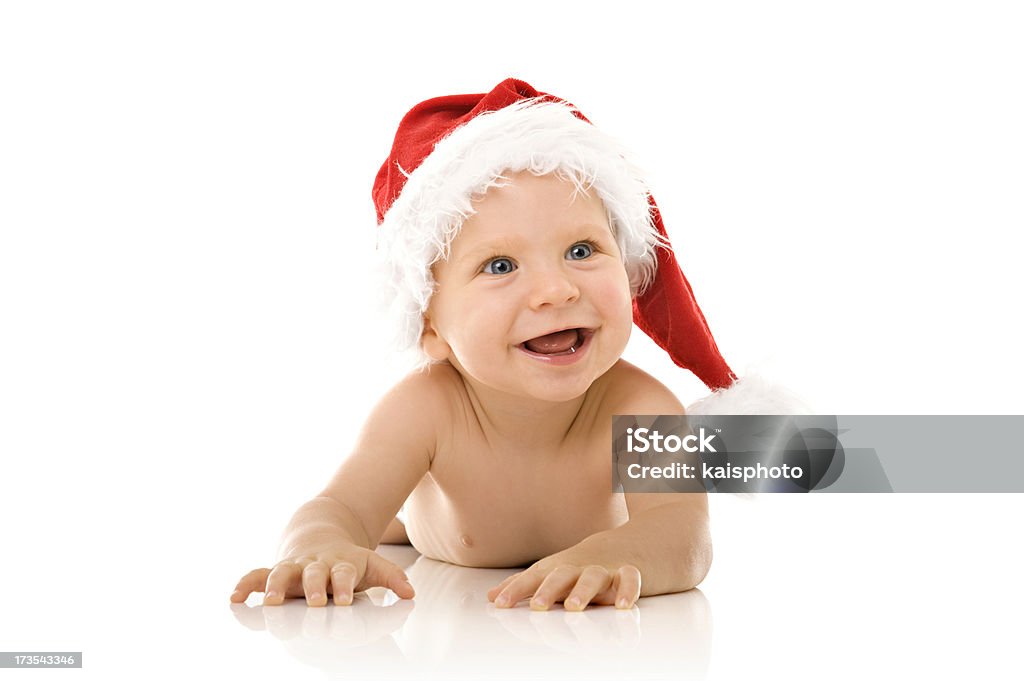 Petit garçon portant un Chapeau de Père Noël - Photo de 0-11 mois libre de droits