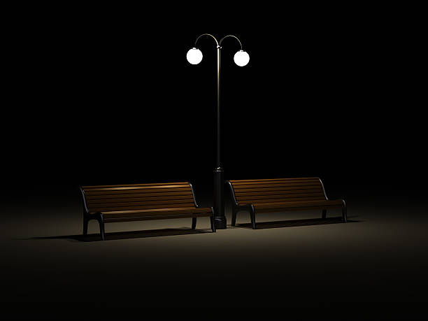 street lamp and benchs in night (image can be used for printing or web)Also:My HD video: