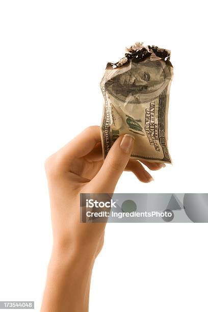 Burning Dollars Bill Stock Photo - Download Image Now - Burning, Crumpled, Currency