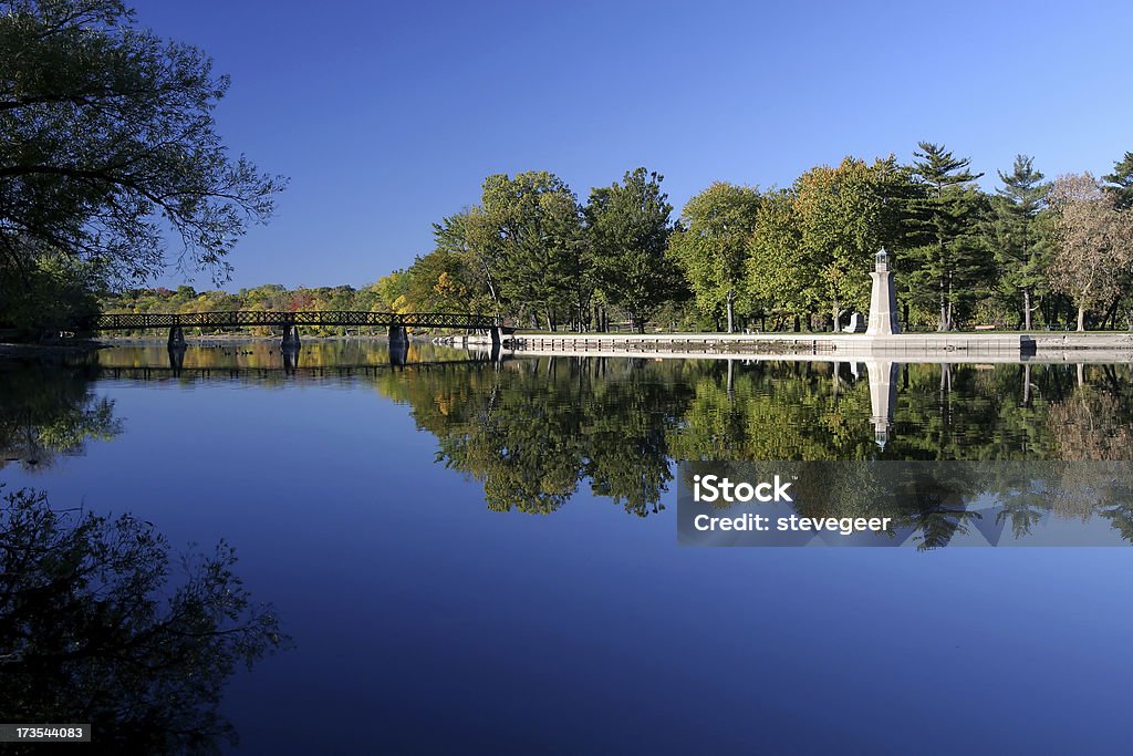 Footbridge over The Fox River, Illinois  Geneva - Switzerland Stock Photo