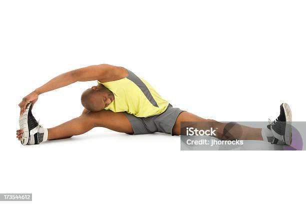 Tratto Del Corridore - Fotografie stock e altre immagini di Fare lo stretching - Fare lo stretching, Uomini, Sfondo bianco