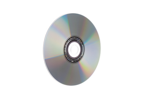CD disk close up isolated on a white background