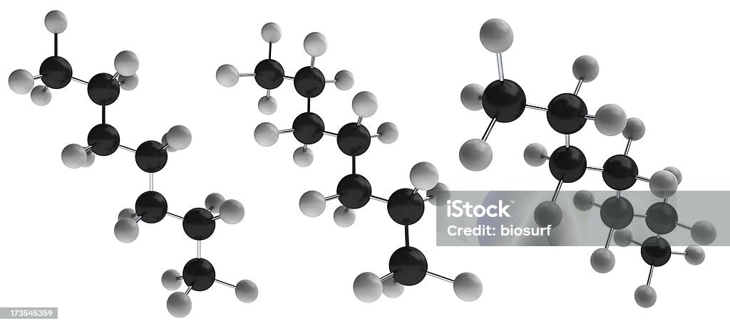 Heptane Молекула - Стоковые фото Атом роялти-фри