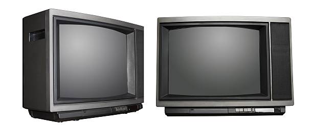 Two old televisions (isolated) stock photo