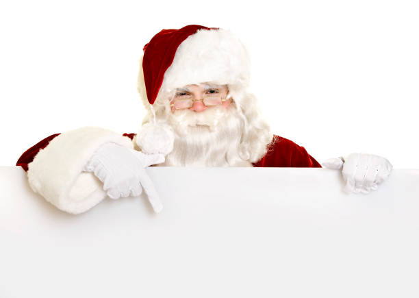 istock Santa holding blank sign isolated on white 173546641