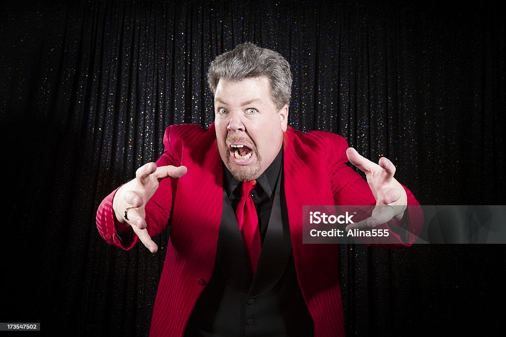 Angry Moderator Mad Angry Middleaged Presenter Is Yelling At His Audience Stock Photo ...