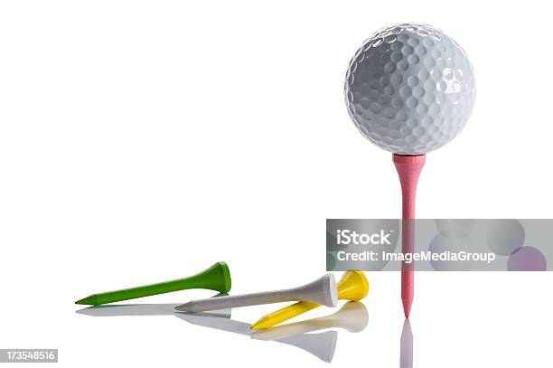 Colorful Tees And Golf Ball Stock Photo - Download Image Now - Tee - Sports Equipment, Close-up, Color Image