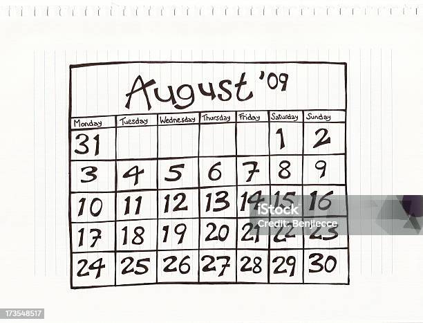 Ilustración de Agosto De Dos Mil Nueve y más Vectores Libres de Derechos de 2009 - 2009, Agosto, Calendario