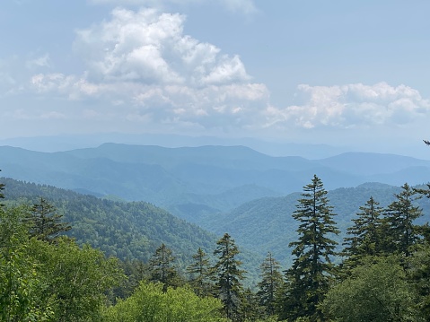 Landscape image of the great smoky mountains on a summer day