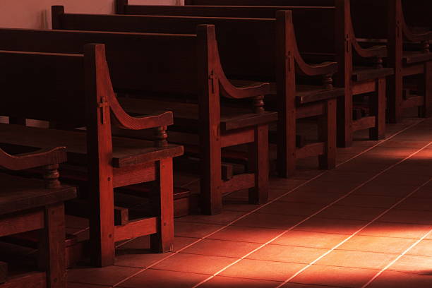 istock Mission Chapel Bench Seat Sunbeam 173549080