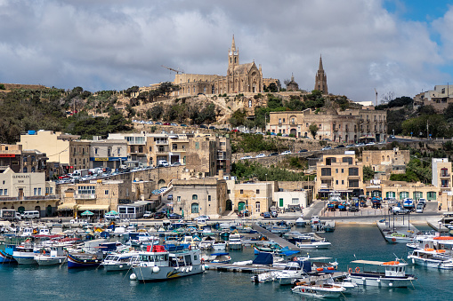 Gozo, Malta, May 3, 2023. Ghajnsielem parish church of Our Lady of Loreto and Our Lady of Lourdes in Mgarr