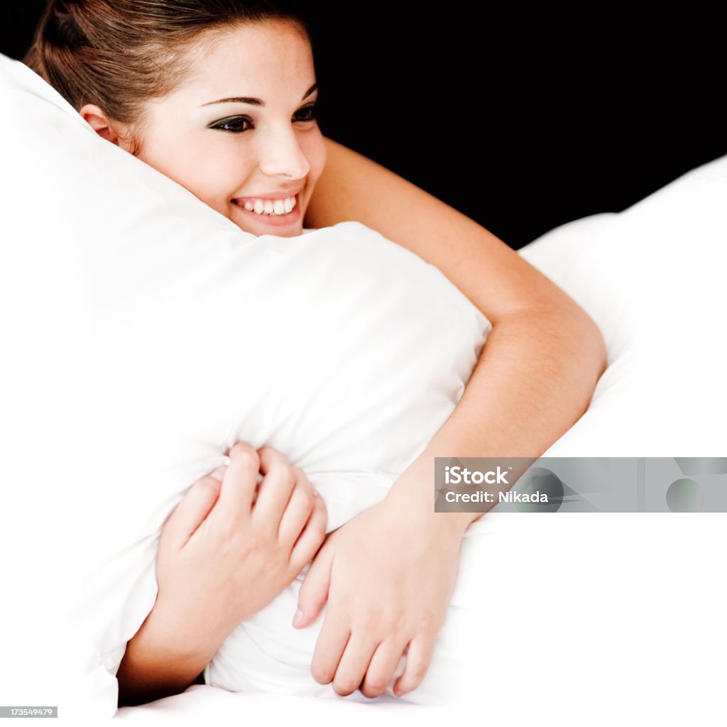 Menina com almofada - Foto de stock de Adulto royalty-free