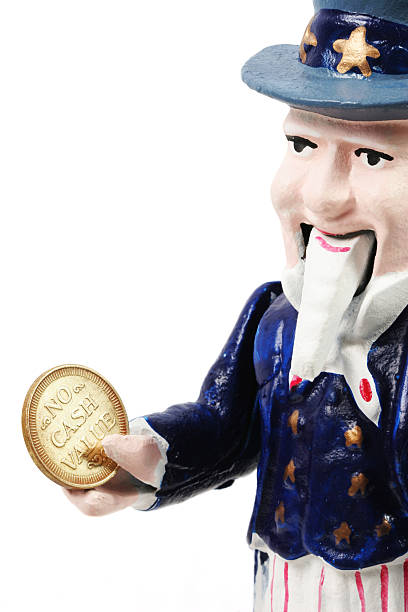 No Cash Value Uncle sam with No Cash Value money. uncle sam broke stock pictures, royalty-free photos & images