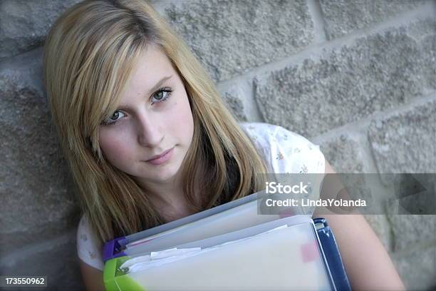 Teenage Student Stock Photo - Download Image Now - Brick Wall, Females, Student