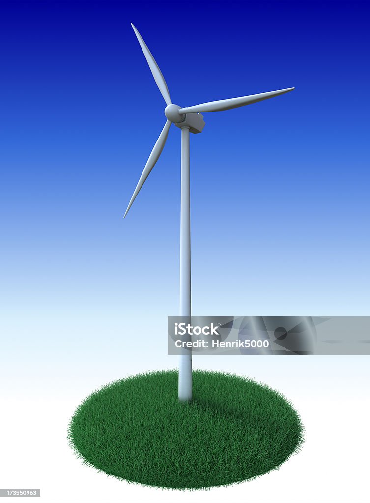 Éolienne isolé sur de l'herbe - Photo de Alimentation électrique libre de droits