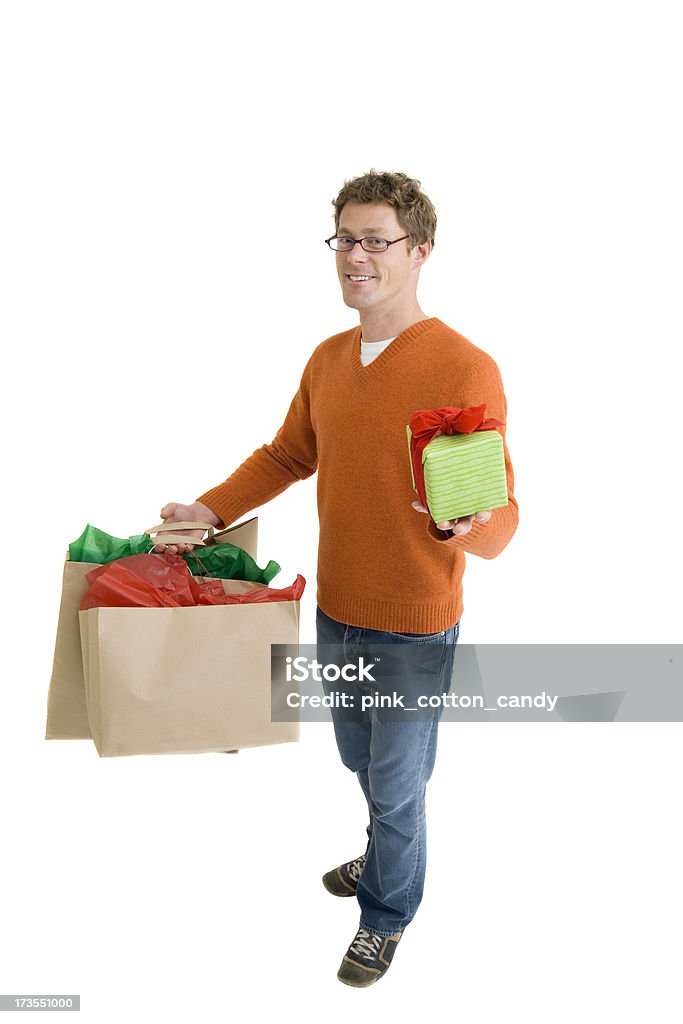Uomo con regalo e Shopping bag - Foto stock royalty-free di 30-34 anni