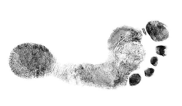 istock Footprint made with original police ink. Isolated on white. 173551886