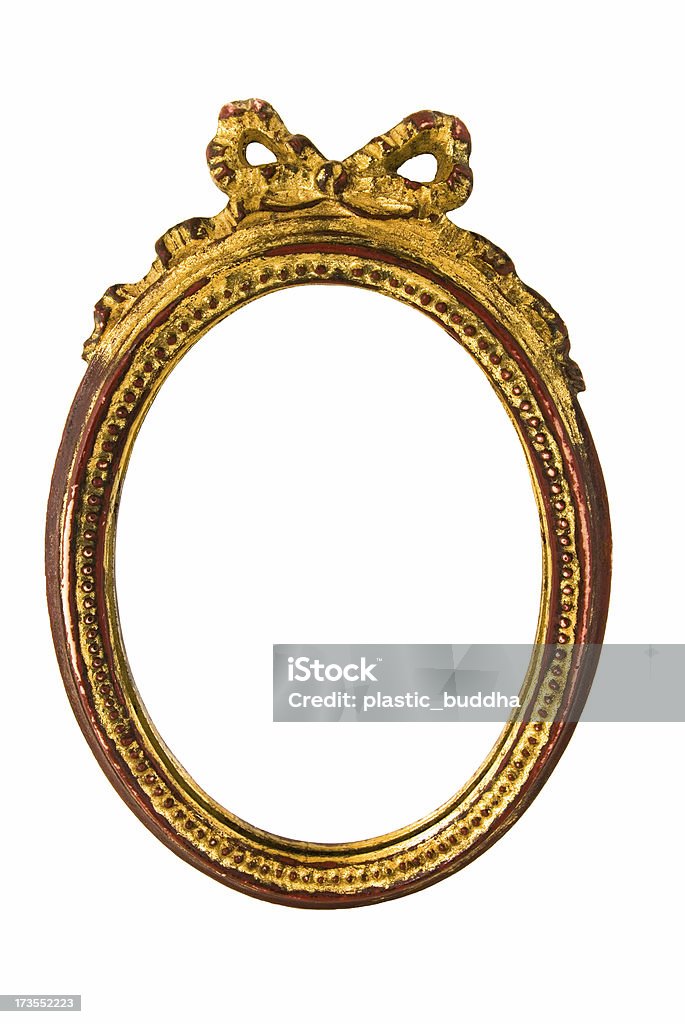 antique picture frame vintage golden oval frame isolated on white Antique Stock Photo