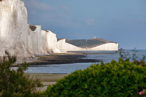 A view of the Seven Sisters Cliffs along the south England coast.