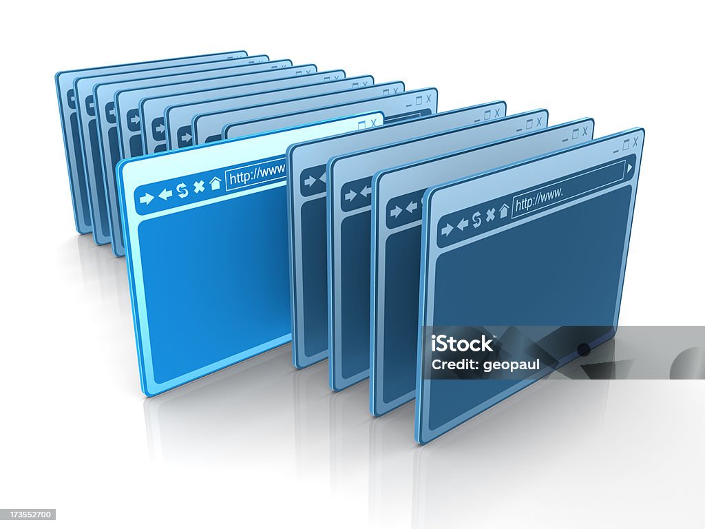 Unique website Browser windows - one stands out. Abstract Stock Photo