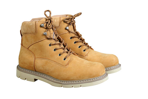 Tan Work Boots stock photo