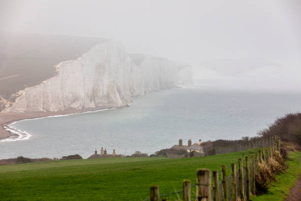 View of the coastline and White Cliffs of Seaford, United Kingdom.