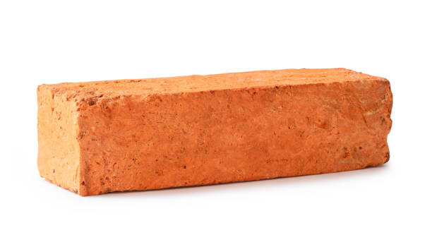 istock Single cracked old red or orange brick isolated on white background with clipping path 1735532238