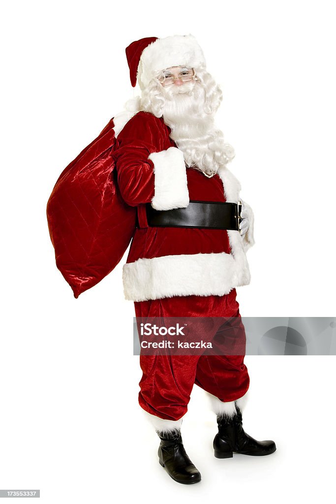 Santa com saco isolado a branco - Royalty-free Adulto Foto de stock