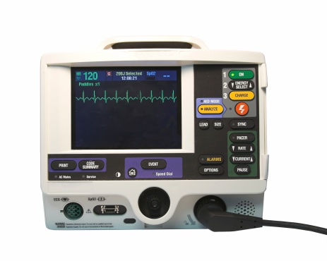 Defibrillator showing ECG waves