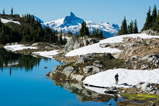 Canada's top tourist destinations. Alpine Lake on Sproatt Mountain with Black Tusk in the background.