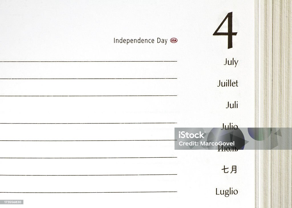 Journal du 4 juillet - Photo de Calendrier libre de droits