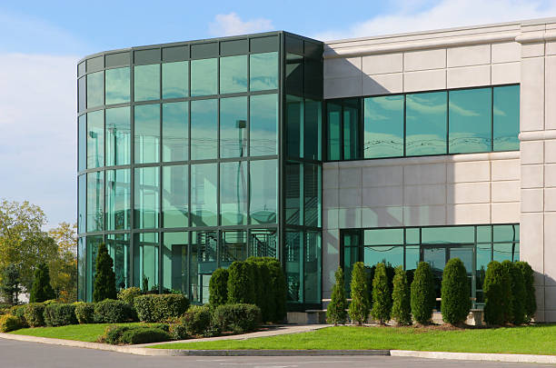 istock Modern Industrial Building with Glass Atrium 173557064