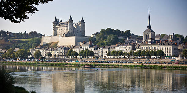 panorama de saumur - pays de la loire photos et images de collection