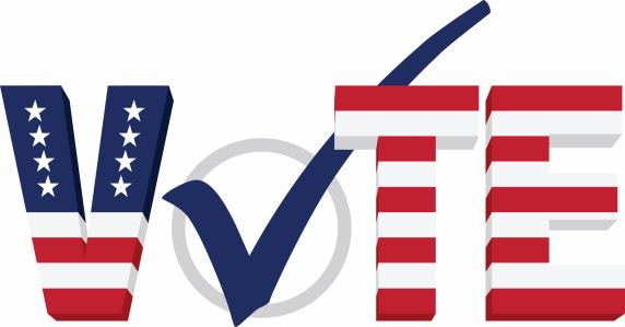 A patriotic VOTE graphic