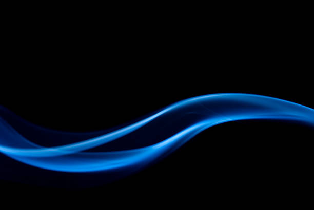 Neon blue wave on a black background  stock photo