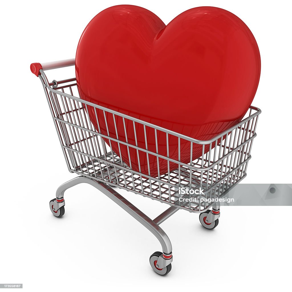 shopping cart with heart  Aluminum Stock Photo