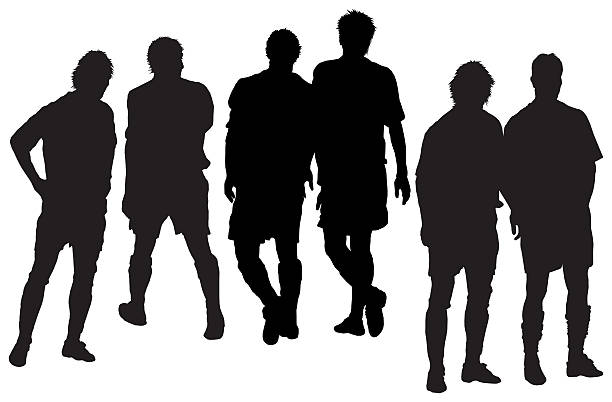 group of soccer player, Raster Silhouette stock photo