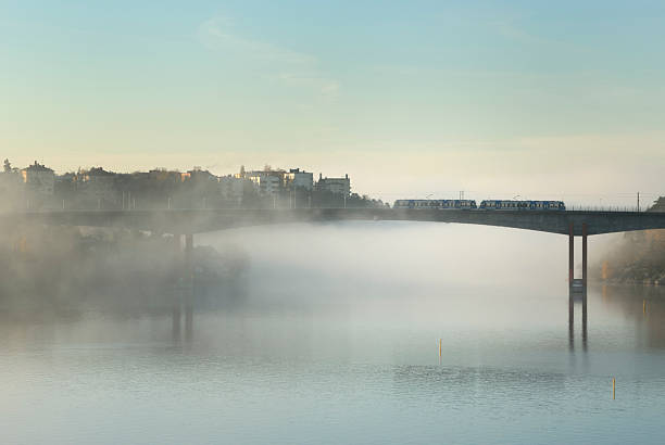 Alvik bridge Morning  haze in Stockholm. Adobe RGB. lake malaren photos stock pictures, royalty-free photos & images