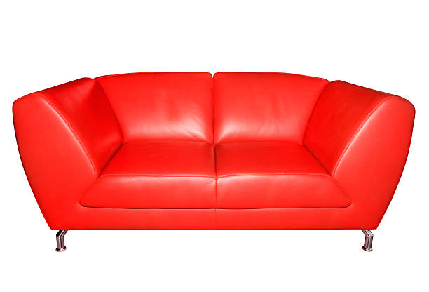 レッド 2 人用のソファ（クリッピングパス） - two seater sofa ストックフォトと画像