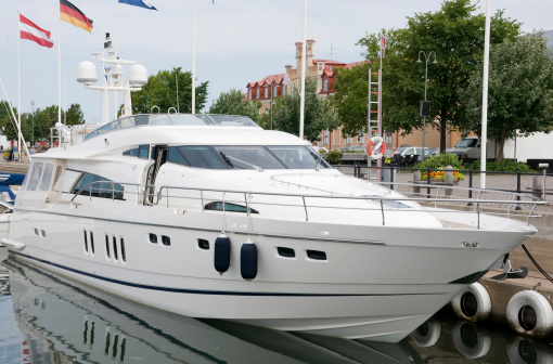 luxury boat in Visby harbour